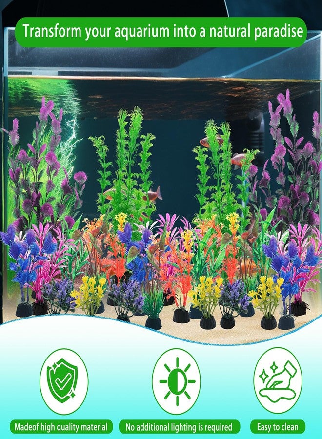 SLOCME 25 Pack Artificial Aquarium Plants Set - Fish Tank Colorful Plants Ornaments Made from Plastic, (2.4-12 inch) - Image 4